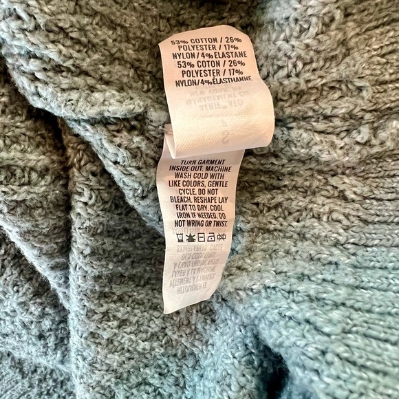aerie Sage Waffleknit Sweater Green Hooded Sweatshirt Pockets Size Small - Picture 14 of 14